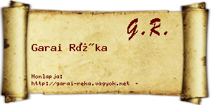 Garai Réka névjegykártya
